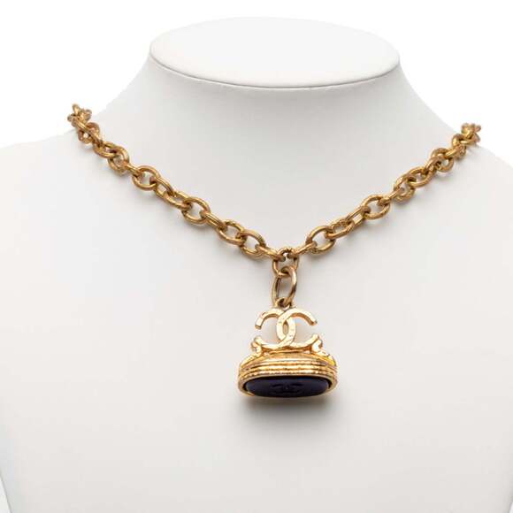 Chanel Coco Mark Gripoa Color Stone Necklace, Gold, Purple, and Blue Plated, ...